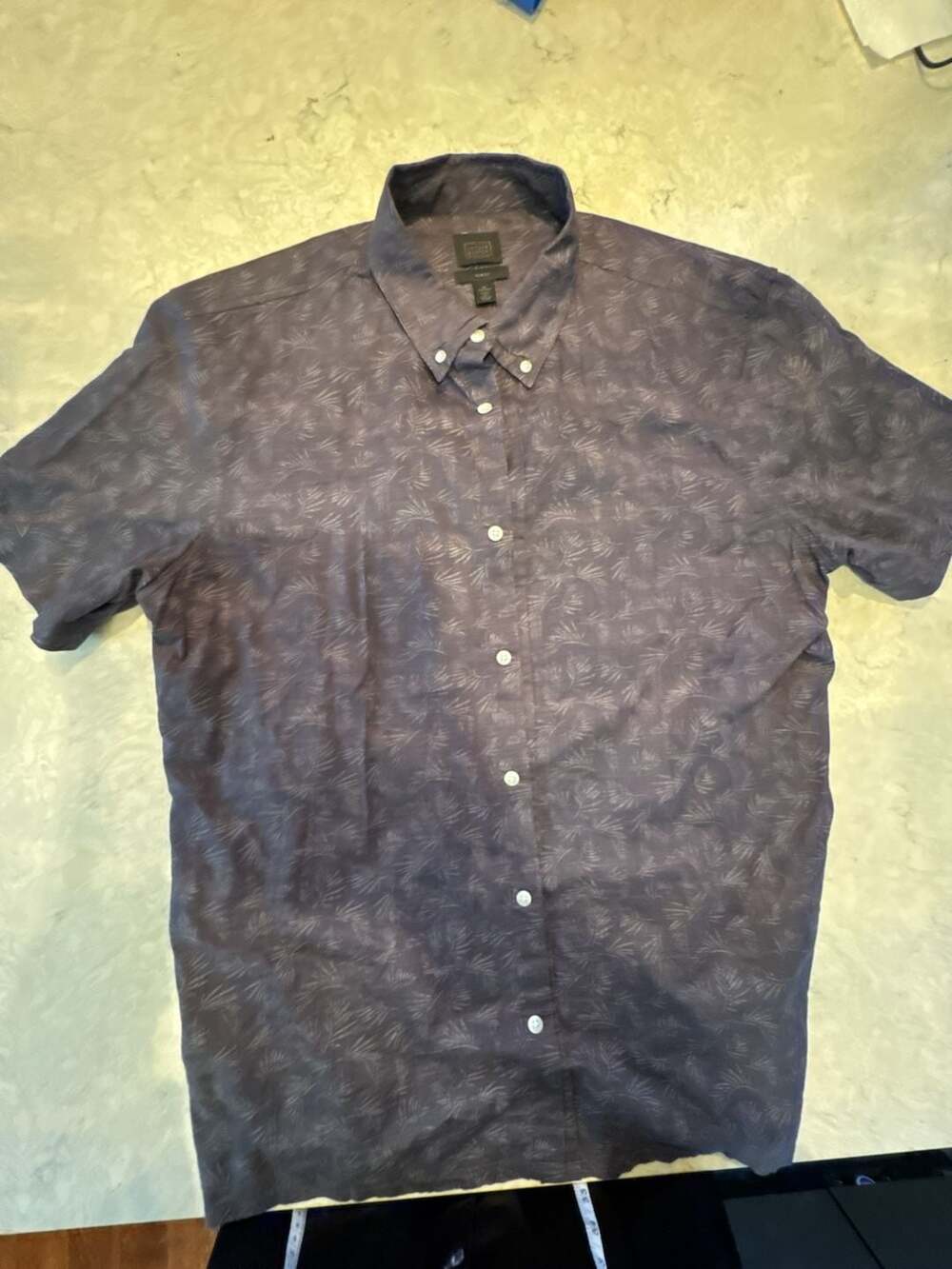 14th & Union Navy Leaf Print Button-Down Shirt Size XL